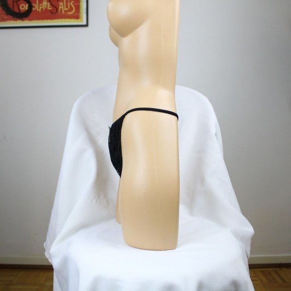 NWT Black G-String Thong Charade Panties Size XL Low Rise Panty Lace Thong P23 - Picture 3 of 5